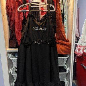 Plus size lolita Black dress with frills